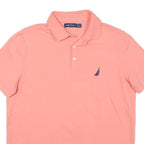 NAUTICA Mens Pink Short Sleeve Plain Polo Shirt L Cotton Blend Casual Summer