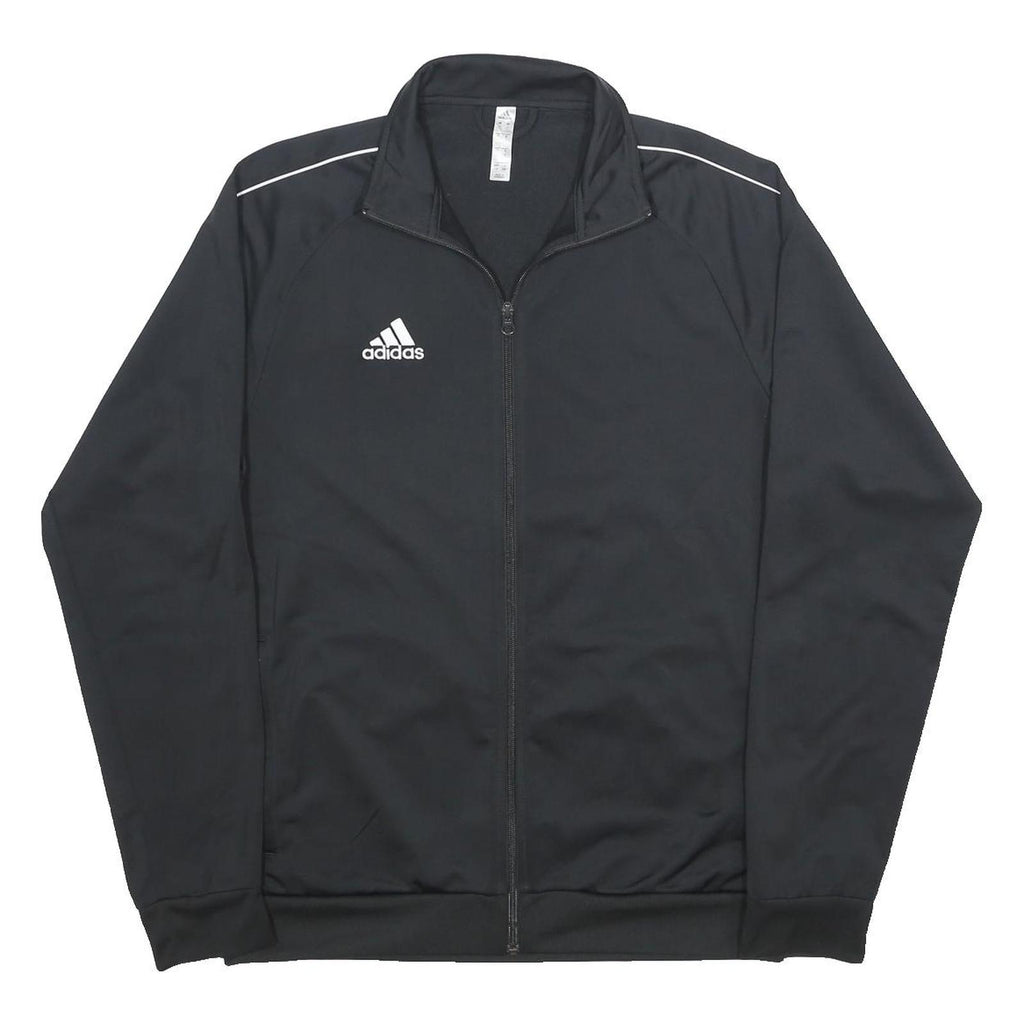 ADIDAS Mens Black Zip Jacket L Polyester Plain Sports Training Track Top