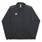 ADIDAS Mens Black Zip Jacket L Polyester Plain Sports Training Track Top