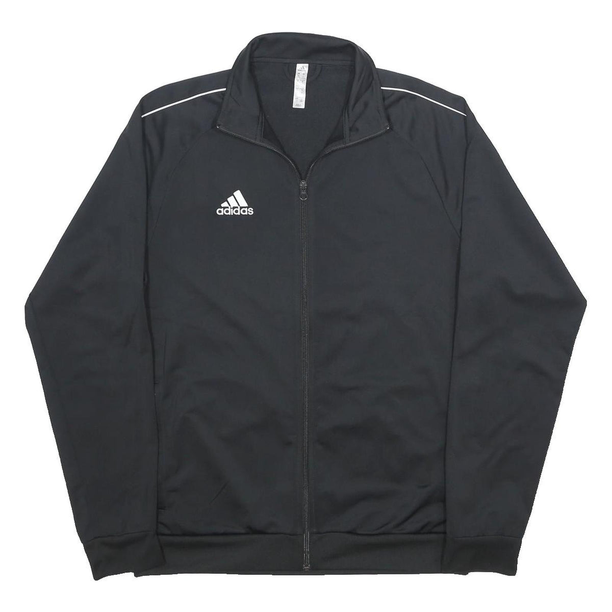 ADIDAS Mens Black Zip Jacket L Polyester Plain Sports Training Track Top