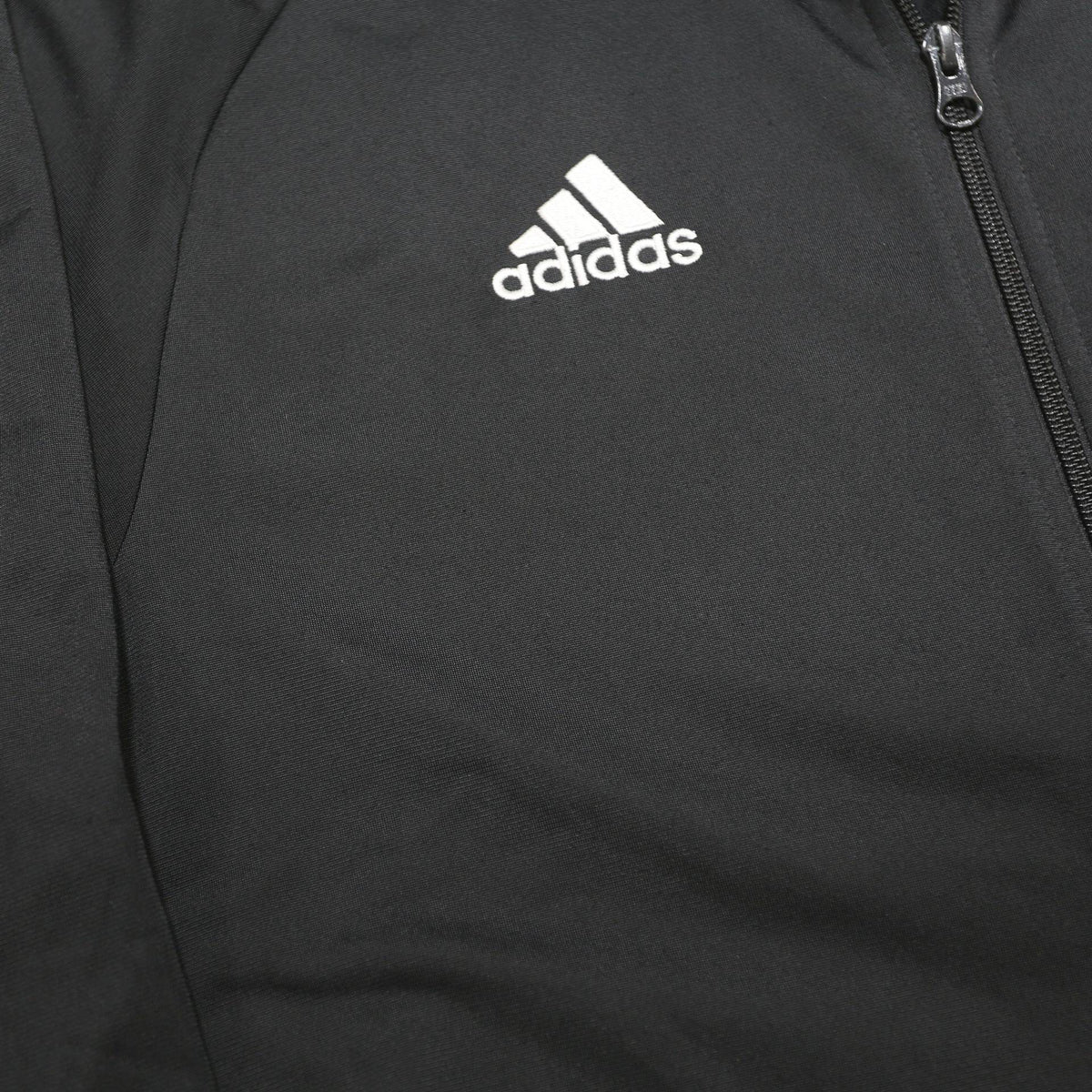 ADIDAS Mens Black Zip Jacket L Polyester Plain Sports Training Track Top