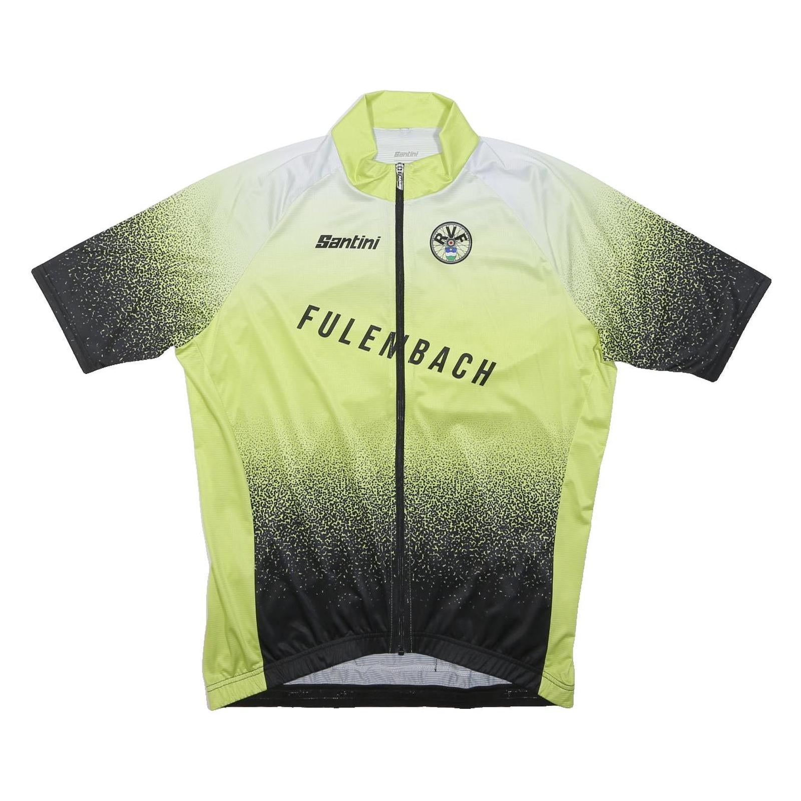 SANTINI Mens Yellow & Black Graphic Cycling T-Shirt 3XL Short Sleeve Zip Collar