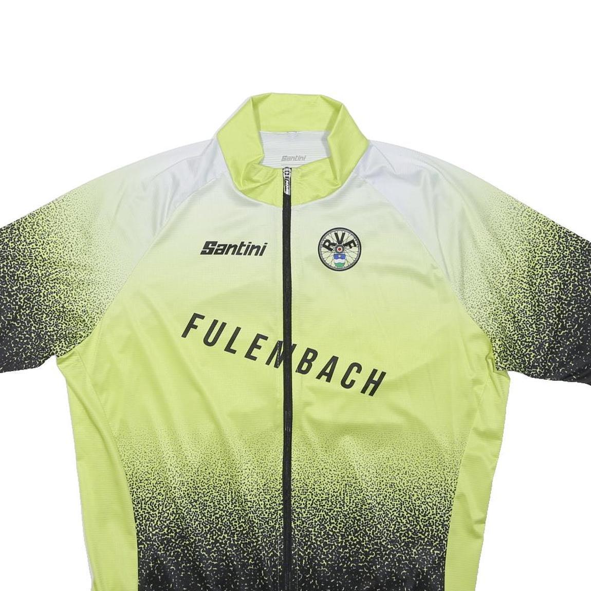 SANTINI Mens Yellow & Black Graphic Cycling T-Shirt 3XL Short Sleeve Zip Collar