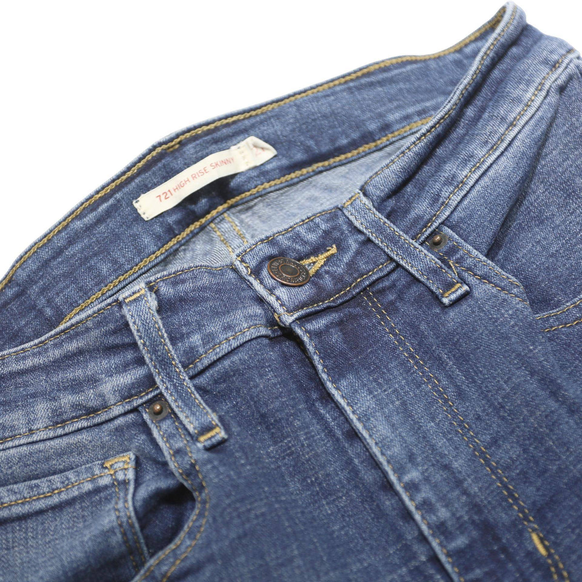 LEVI'S 721 Womens Slim Skinny Denim Medium Blue W27 L30 Cotton Blend Zip Jeans