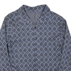 Womens Blue Printed Button Shirt Long Sleeve Collared 2XL Cotton Blend Top