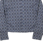 Womens Blue Printed Button Shirt Long Sleeve Collared 2XL Cotton Blend Top