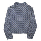 Womens Blue Printed Button Shirt Long Sleeve Collared 2XL Cotton Blend Top