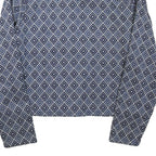 Womens Blue Printed Button Shirt Long Sleeve Collared 2XL Cotton Blend Top