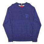 TOMMY HILFIGER Mens Blue Patterned Pullover Crew Neck Basic Knit XL Cotton Blend