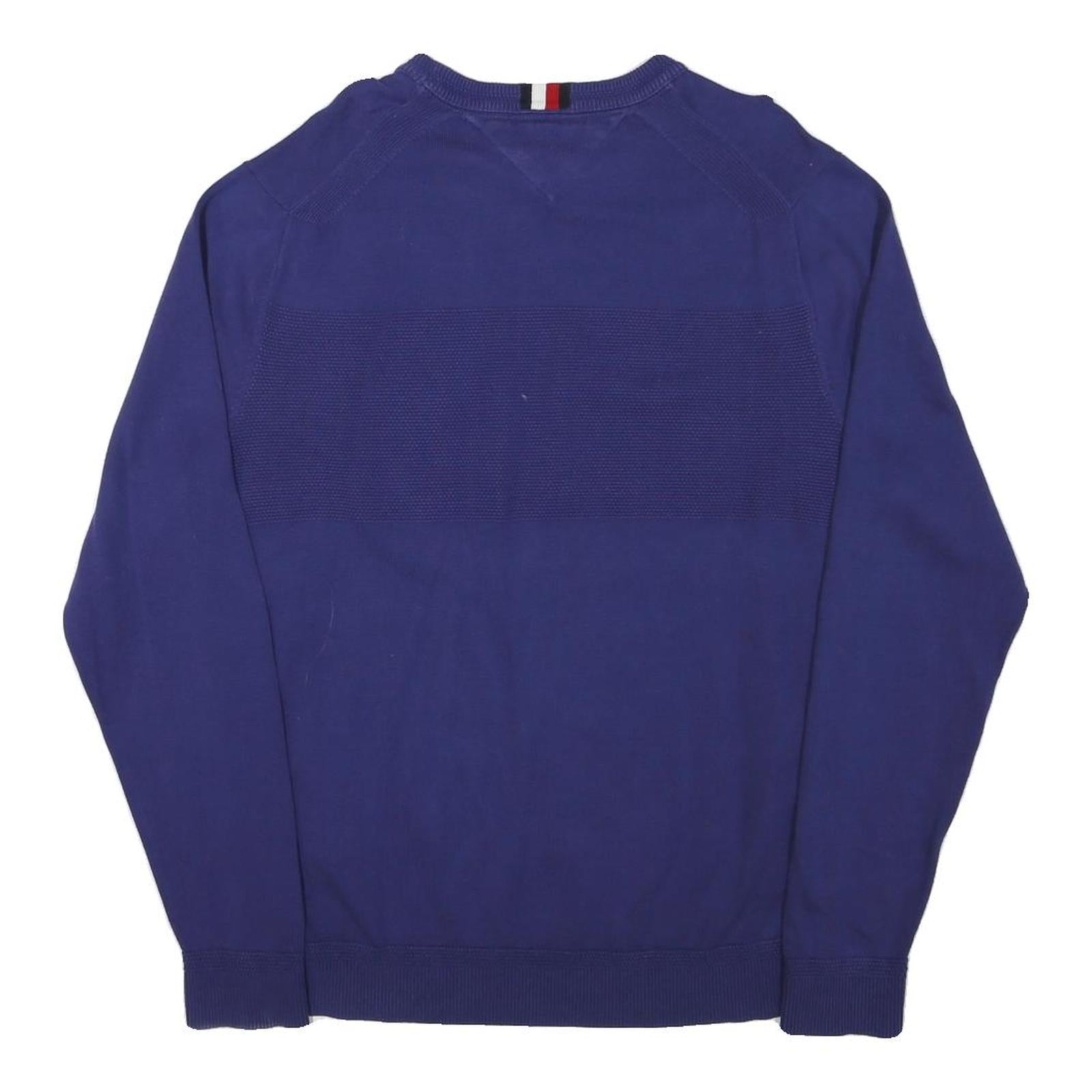 TOMMY HILFIGER Mens Blue Patterned Pullover Crew Neck Basic Knit XL Cotton Blend