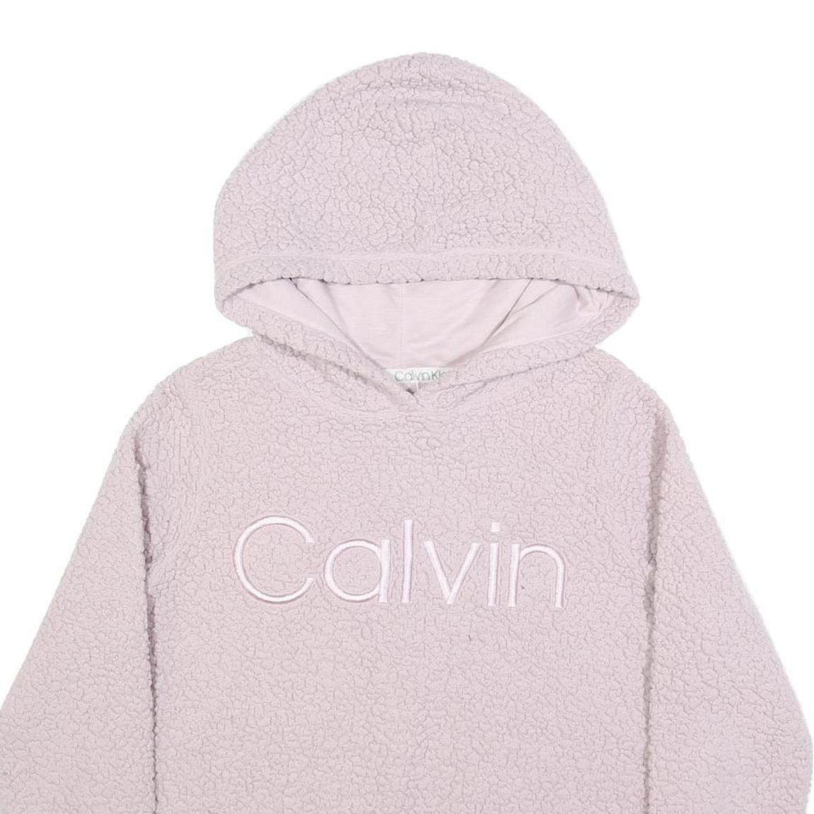 CALVIN KLEIN PERFORMANCE Womens Pink Hoodie S Sherpa Fleece Pullover Hooded