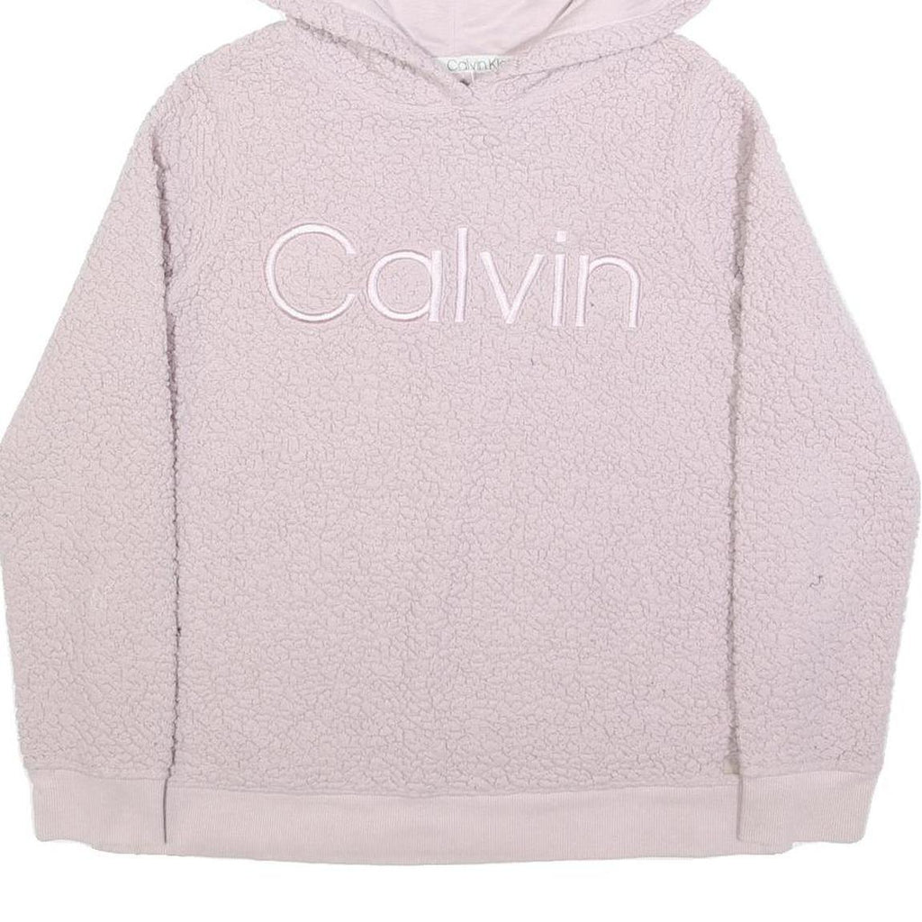 CALVIN KLEIN PERFORMANCE Womens Pink Hoodie S Sherpa Fleece Pullover Hooded