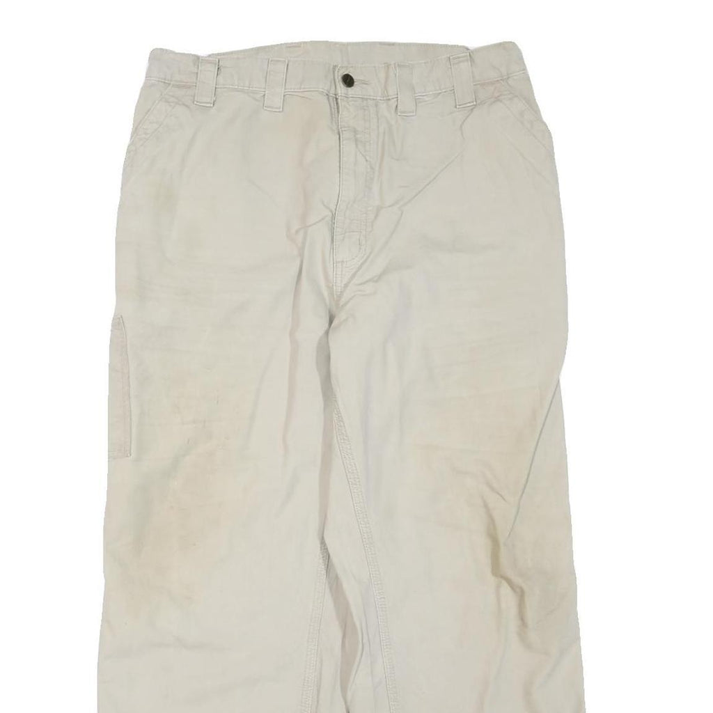 CARHARTT Mens Cotton Blend Beige Regular Fit Straight Leg Trousers W36 L28