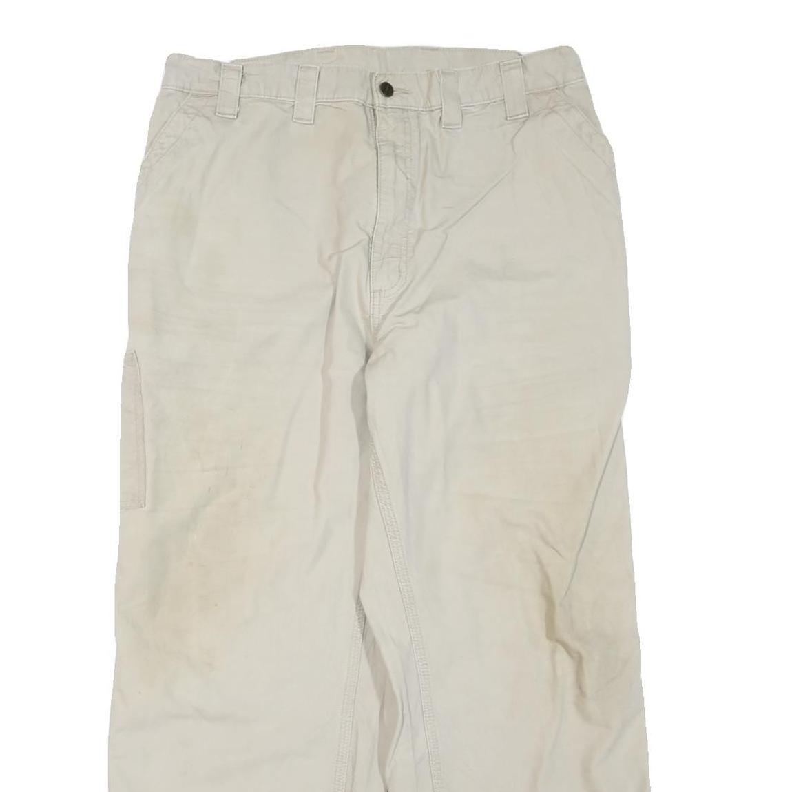 CARHARTT Mens Cotton Blend Beige Regular Fit Straight Leg Trousers W36 L28