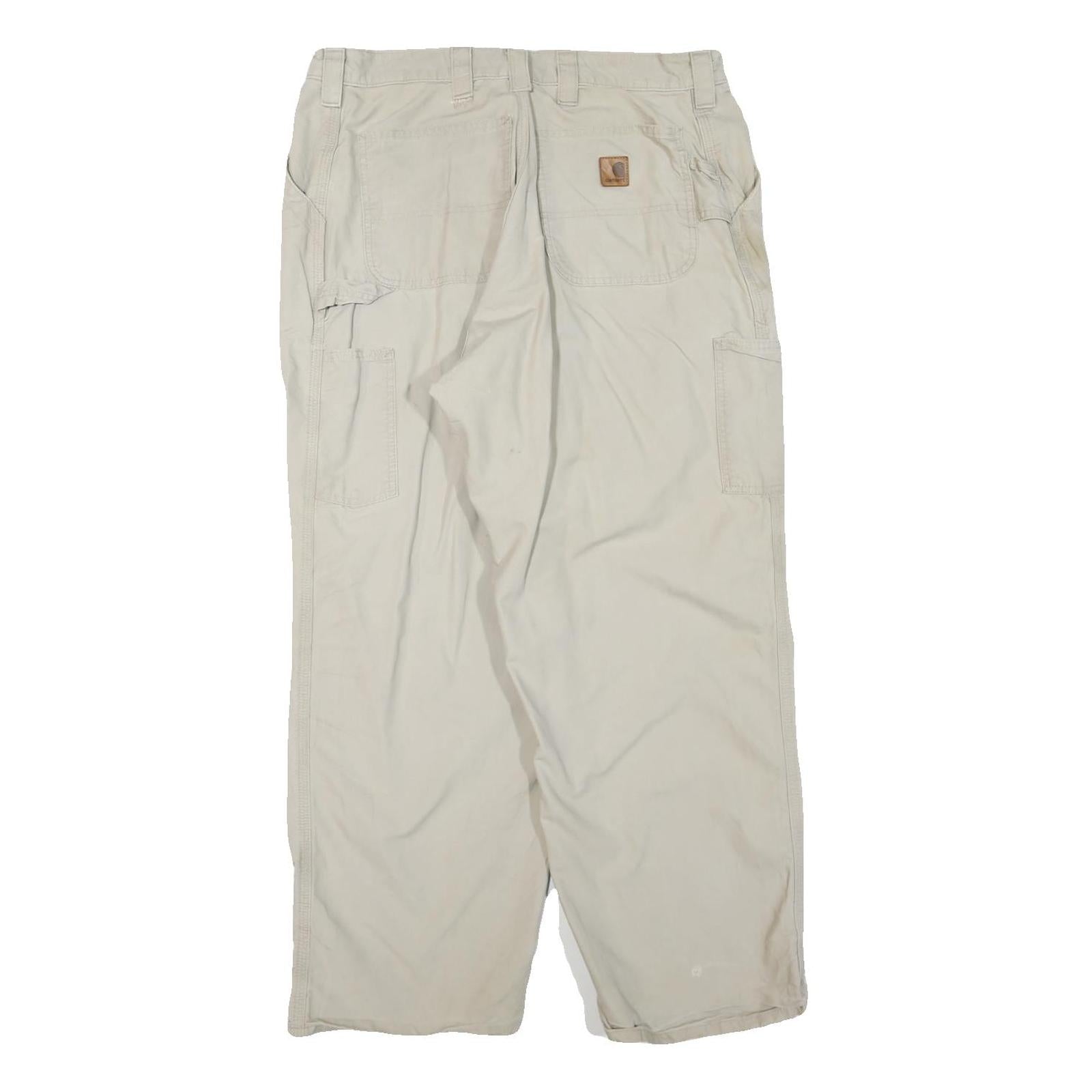 CARHARTT Mens Cotton Blend Beige Regular Fit Straight Leg Trousers W36 L28