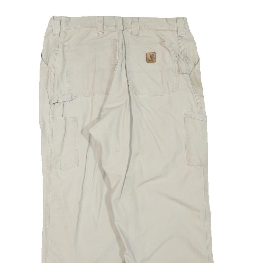 CARHARTT Mens Cotton Blend Beige Regular Fit Straight Leg Trousers W36 L28