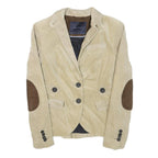ZARA BASIC Womens Beige Cotton Blend Classic Jacket S Tailored Button Elbow