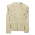 ZARA BASIC Womens Beige Cotton Blend Classic Jacket S Tailored Button Elbow