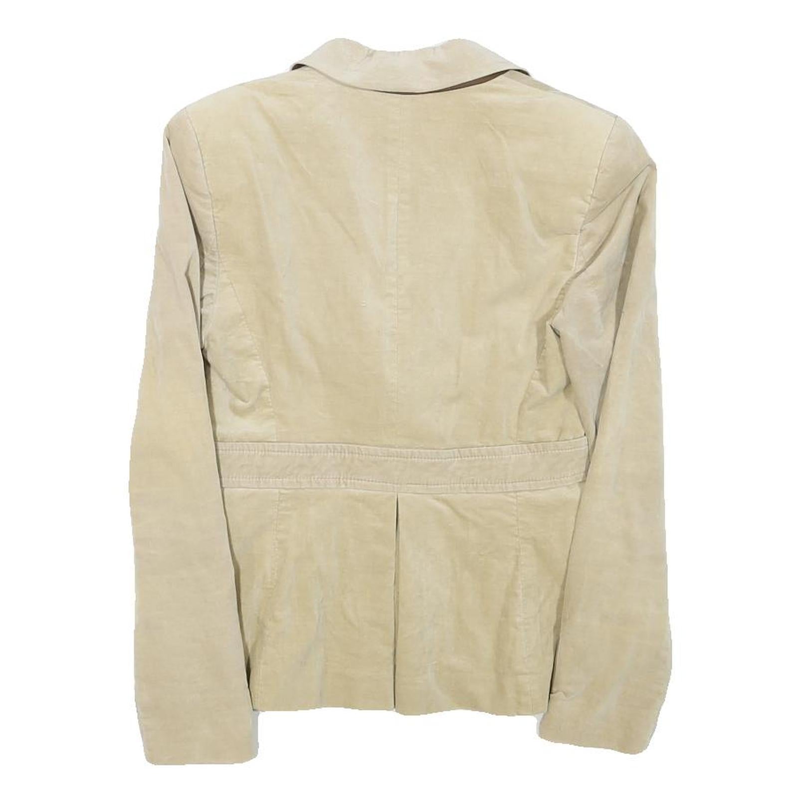 ZARA BASIC Womens Beige Cotton Blend Classic Jacket S Tailored Button Elbow