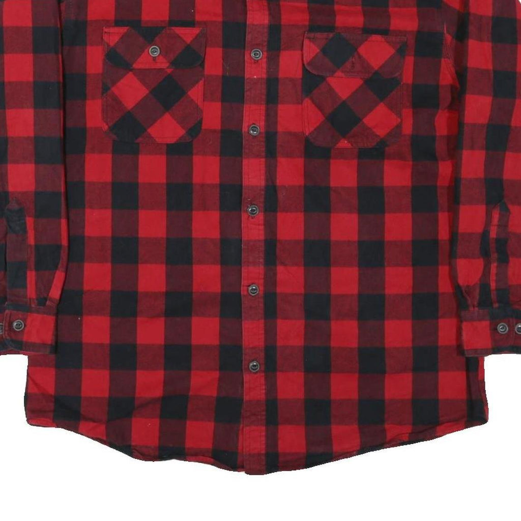 WORK N SPORT Mens Red & Black Check Shirt XL Button Long Sleeve Casual