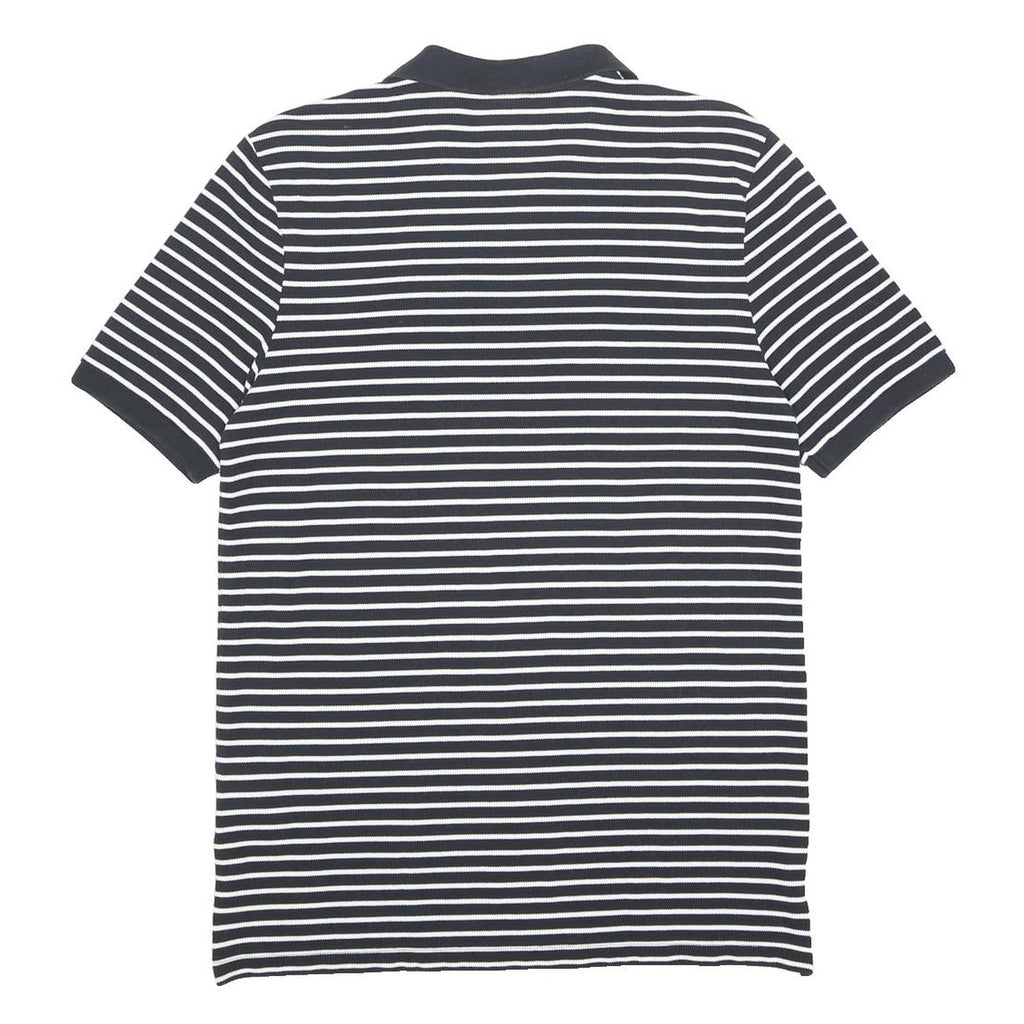 NIKE Mens Black & White Striped Short Sleeve Polo Shirt M Cotton Casual