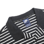 NIKE Mens Black & White Striped Short Sleeve Polo Shirt M Cotton Casual