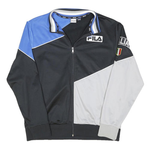 FILA Mens Black Blue & Grey Track Jacket XL Polyester Blend Zip Colourblock