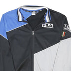 FILA Mens Black Blue & Grey Track Jacket XL Polyester Blend Zip Colourblock