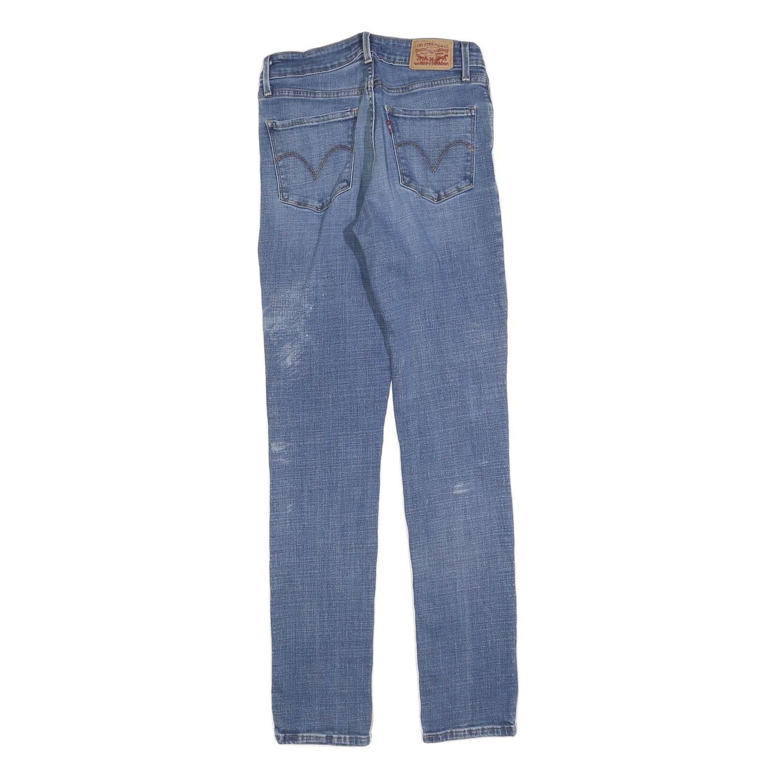 LEVI'S Womens Slim Blue Denim Cotton Blend Zip Jeans W26 L30 Classic Style