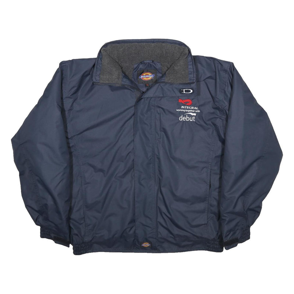 DICKIES Mens Navy Blue Workwear Jacket M Nylon Plain Zip Closure Classic Fit