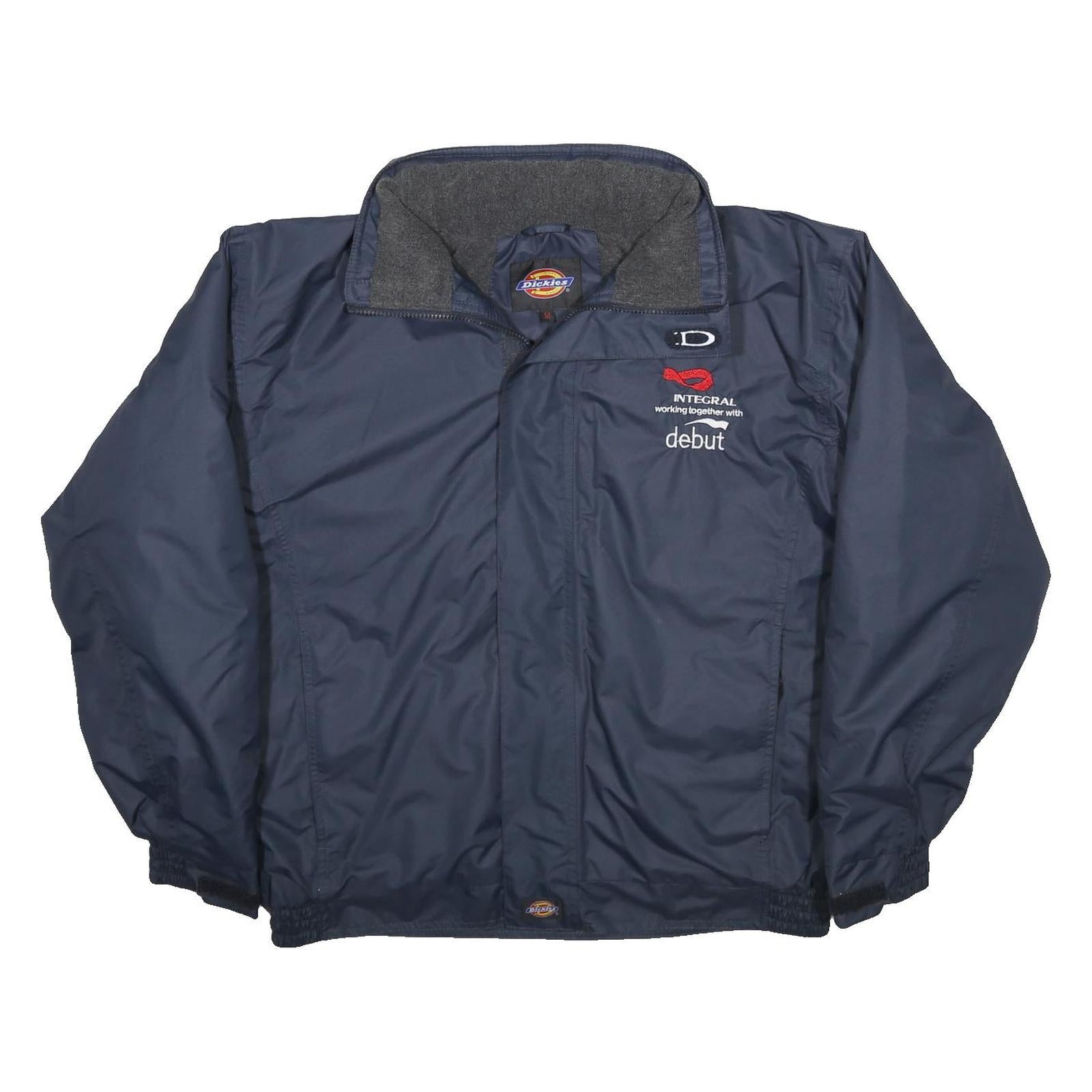 DICKIES Mens Navy Blue Workwear Jacket M Nylon Plain Zip Closure Classic Fit