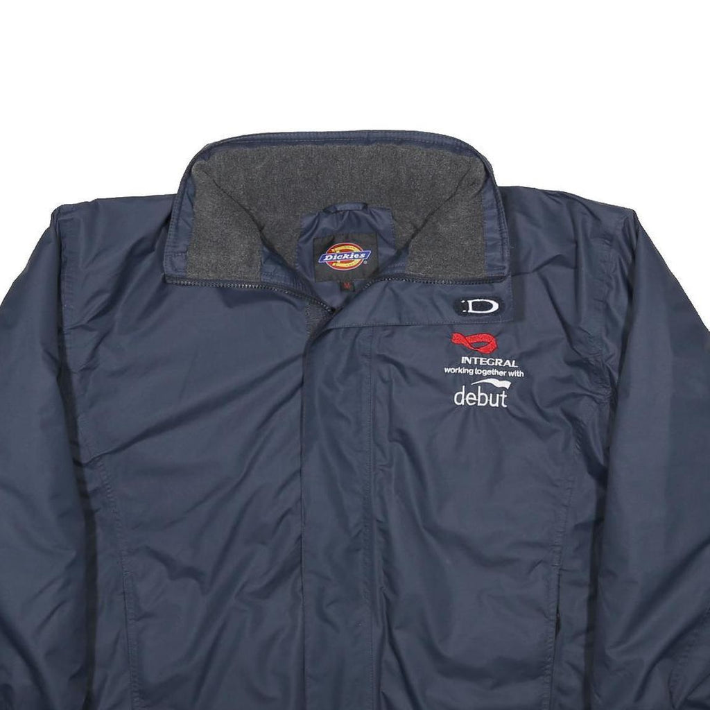 DICKIES Mens Navy Blue Workwear Jacket M Nylon Plain Zip Closure Classic Fit