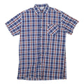 BREMO Mens Blue Red Check Shirt M Cotton Blend Casual Short Sleeve Button