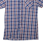 BREMO Mens Blue Red Check Shirt M Cotton Blend Casual Short Sleeve Button