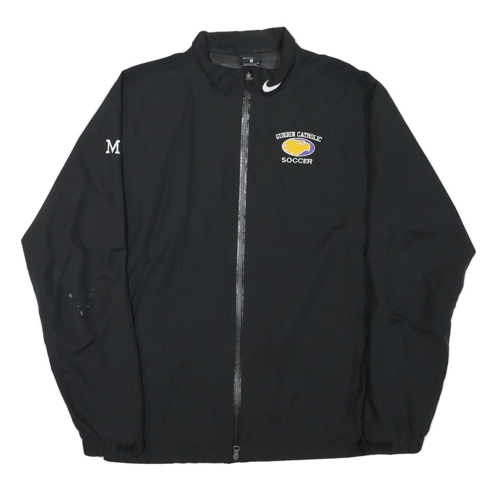 NIKE Mens Black Guerin Catholic Soccer Zip Jacket M Polyester Blend Sportswear
