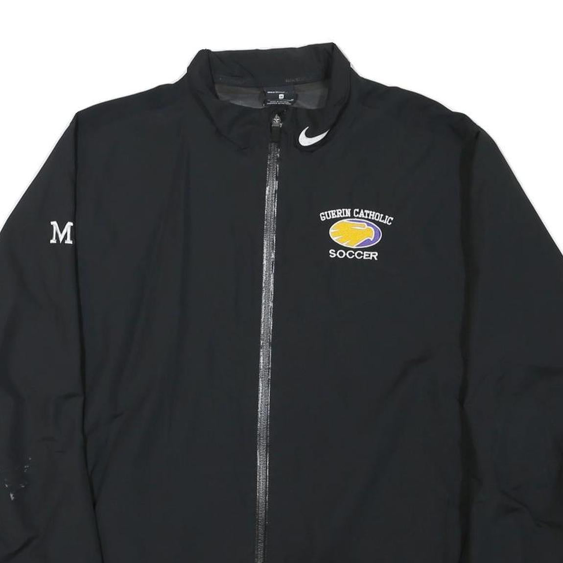 NIKE Mens Black Guerin Catholic Soccer Zip Jacket M Polyester Blend Sportswear