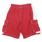 NIKE Mens Red & White Cargo Shorts M W30 Polyester Athletic Casual