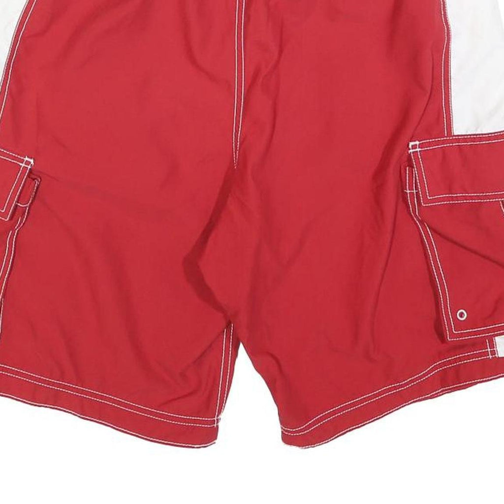 NIKE Mens Red & White Cargo Shorts M W30 Polyester Athletic Casual