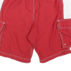 NIKE Mens Red & White Cargo Shorts M W30 Polyester Athletic Casual