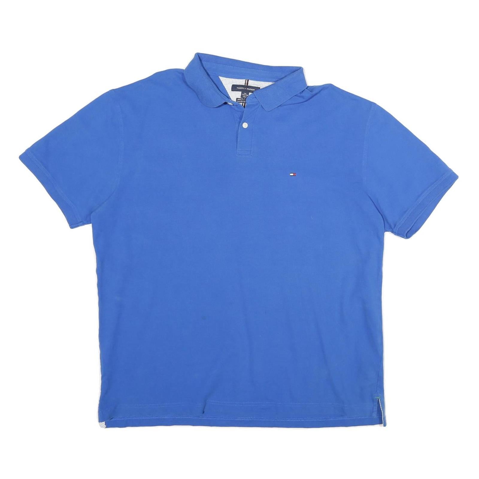 TOMMY HILFIGER Mens Blue Short Sleeve Polo Shirt XL Cotton Classic