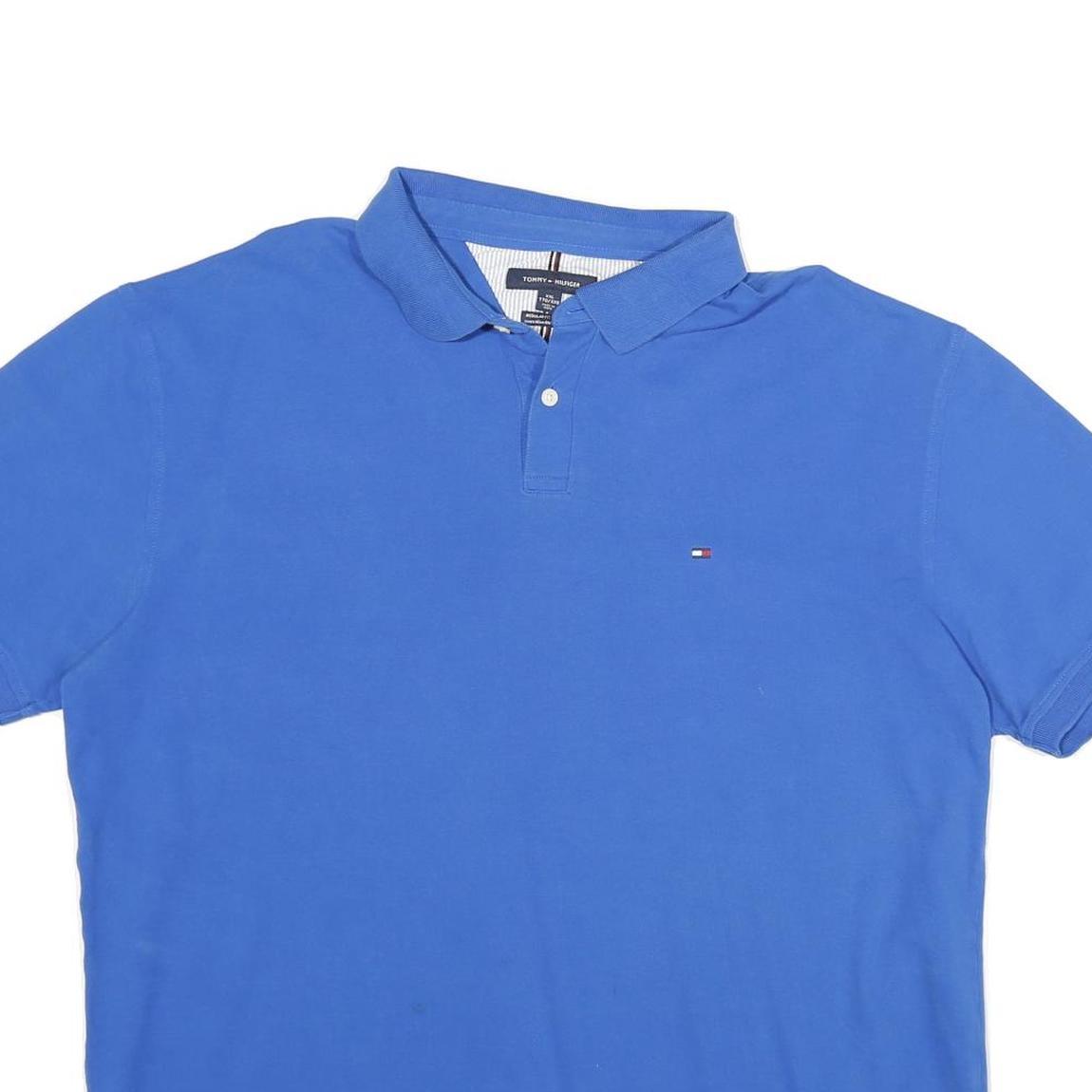 TOMMY HILFIGER Mens Blue Short Sleeve Polo Shirt XL Cotton Classic