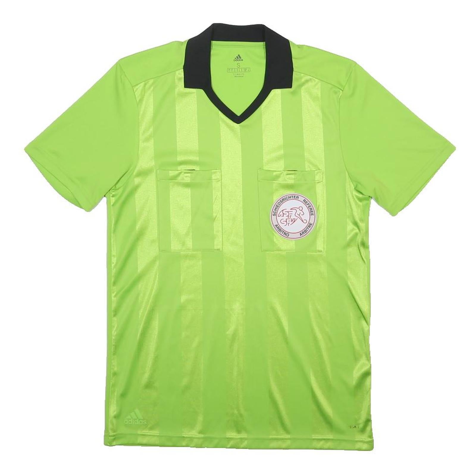 ADIDAS Mens Green V-Neck Short Sleeve Football Referee T-Shirt S Polyester