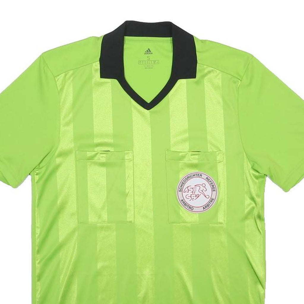 ADIDAS Mens Green V-Neck Short Sleeve Football Referee T-Shirt S Polyester