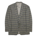 Mens Grey Check Wool Blazer Jacket M Woven Classic Tailored Button Closure