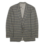 Mens Grey Check Wool Blazer Jacket M Woven Classic Tailored Button Closure