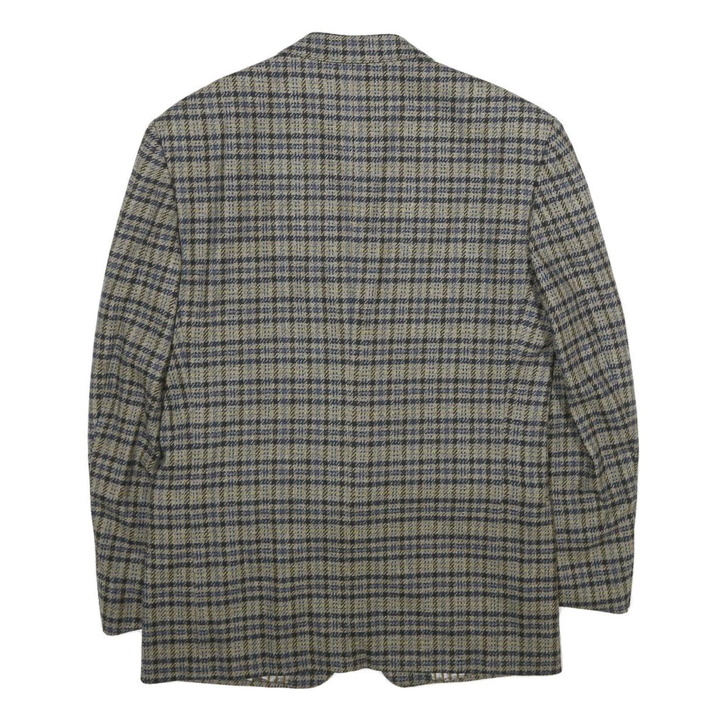 Mens Grey Check Wool Blazer Jacket M Woven Classic Tailored Button Closure