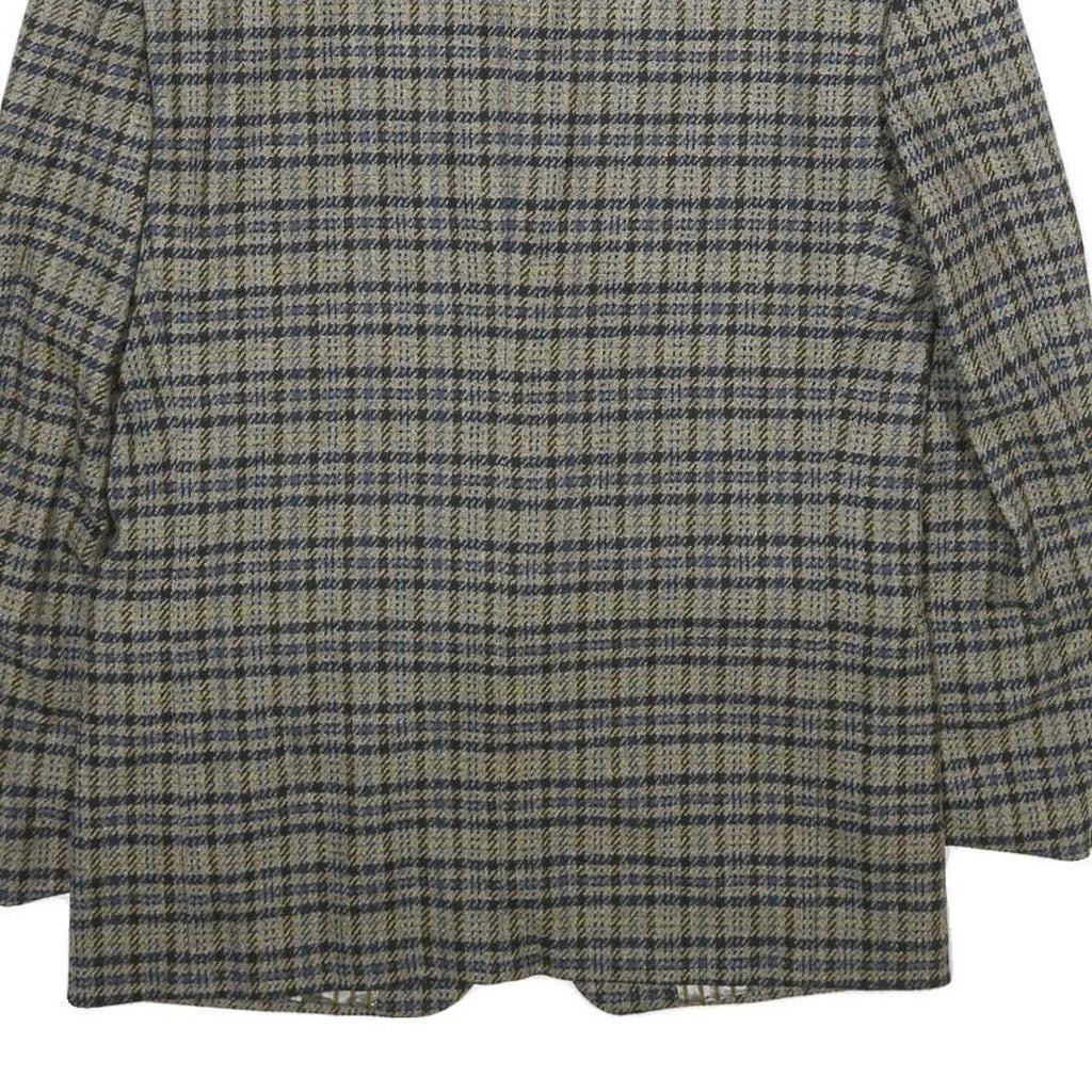 Mens Grey Check Wool Blazer Jacket M Woven Classic Tailored Button Closure