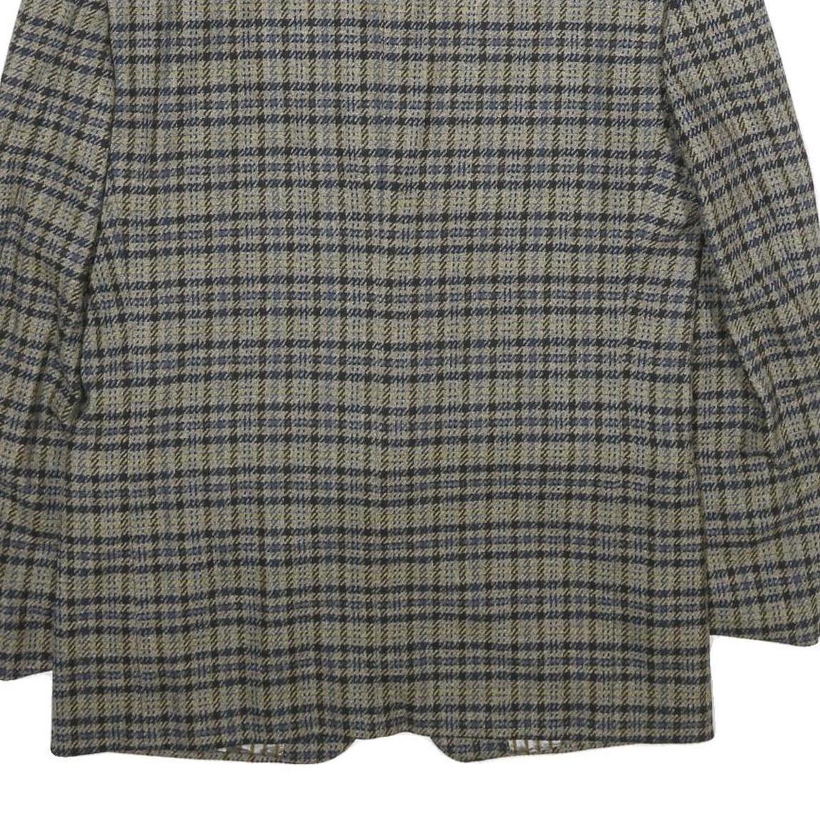 Mens Grey Check Wool Blazer Jacket M Woven Classic Tailored Button Closure