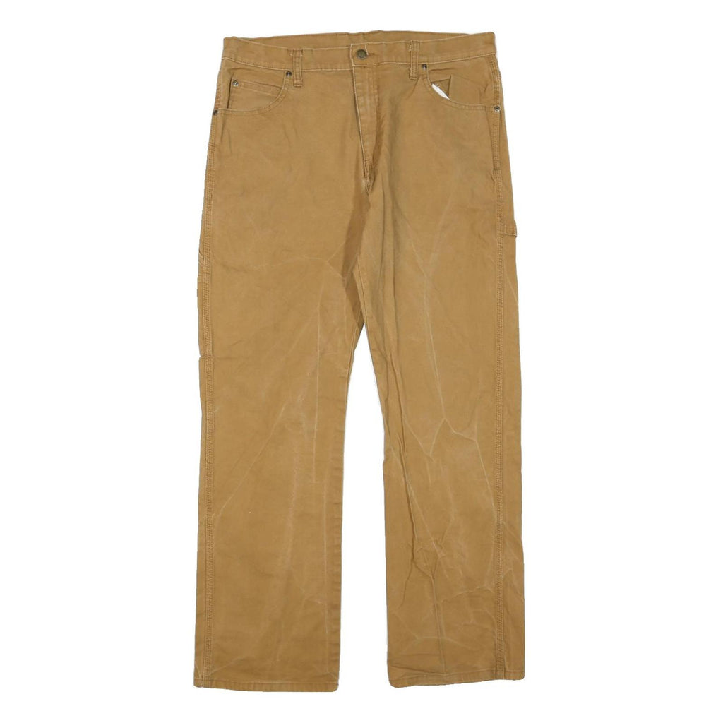 DICKIES Mens Regular Fit Jeans Beige Cotton Blend W36 L30 Workwear Pockets Zip
