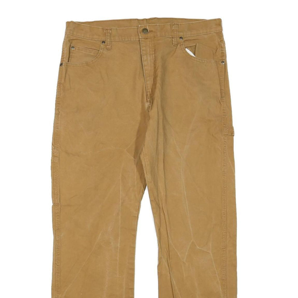 DICKIES Mens Regular Fit Jeans Beige Cotton Blend W36 L30 Workwear Pockets Zip